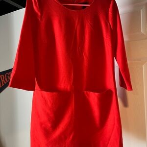 J. Crew Vibrant Red Long Sleeve Dress